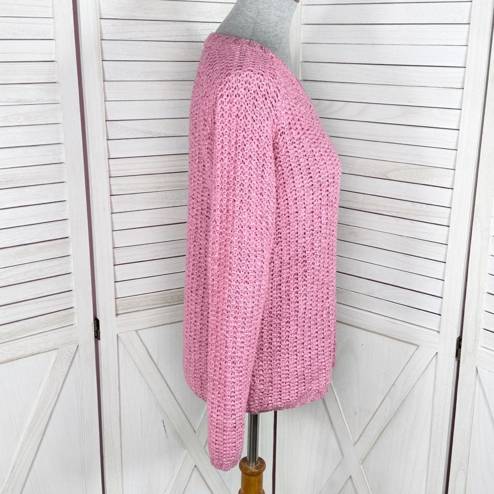Preswick & Moore Loose Weave V-neck Sweater‎ Rose Pink Small - Picture 3 of 13